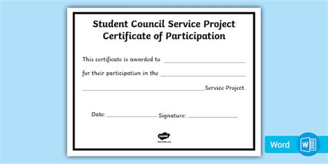 Student Council Service Certificate