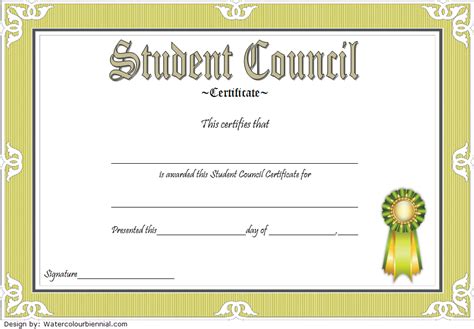 Student Council Service Certificate Template