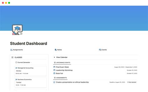 Student dashboard template