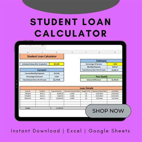 Student Loan Payoff Calculator Excel Template