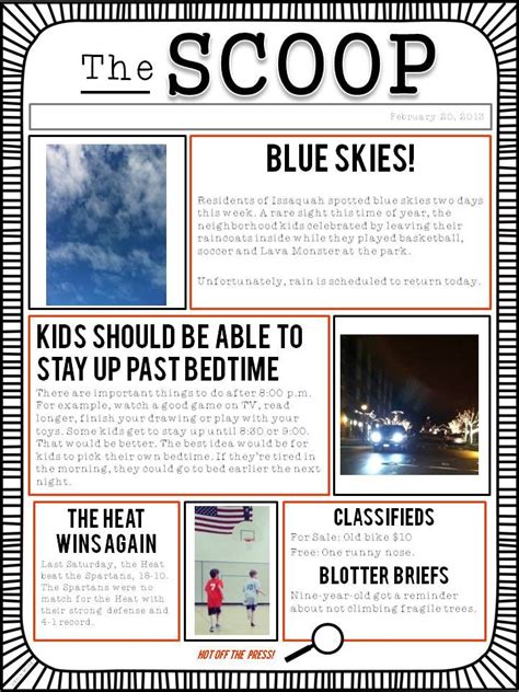 Student newspaper template ideas