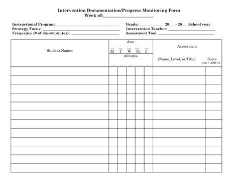 Student Progress Monitoring Form