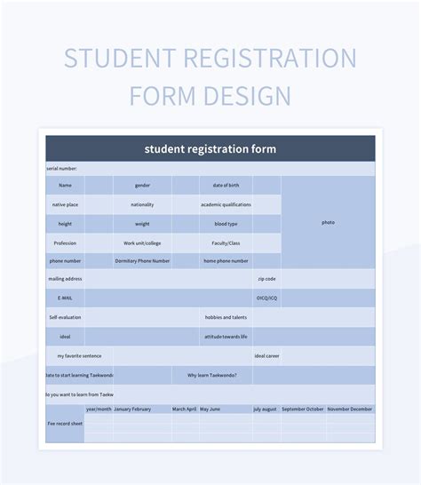 Student Registration Form Template Excel