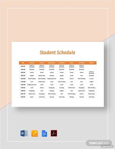 Student Schedule Template