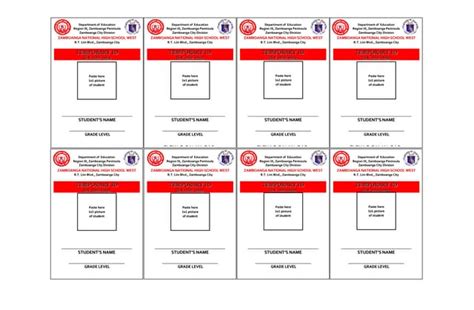 Student Temporary ID Card Template