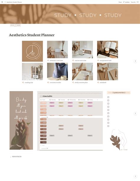 Aesthetic Notion Template Examples for Students