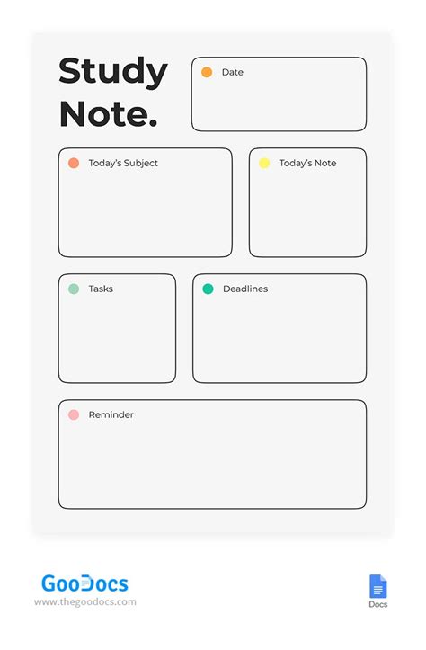 Study Notes Template for Goodnotes