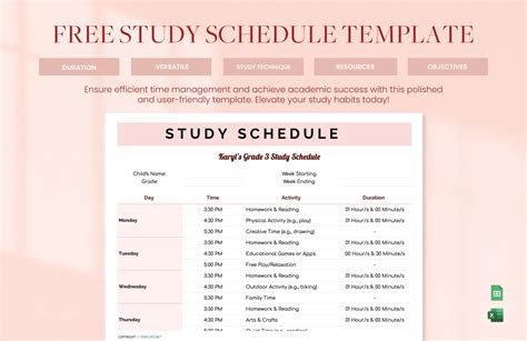 Study Schedule and Timeline