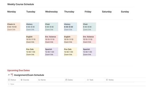 Study Schedule Notion Template