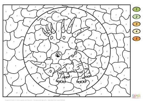 Styracosaurus color by number printable