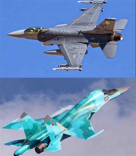 Su-34 and F-16 in flight