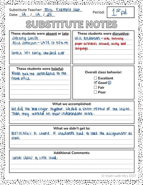 Sub Notes Template 1