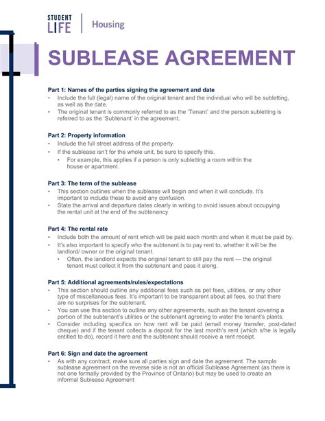 Sublease Agreement Example