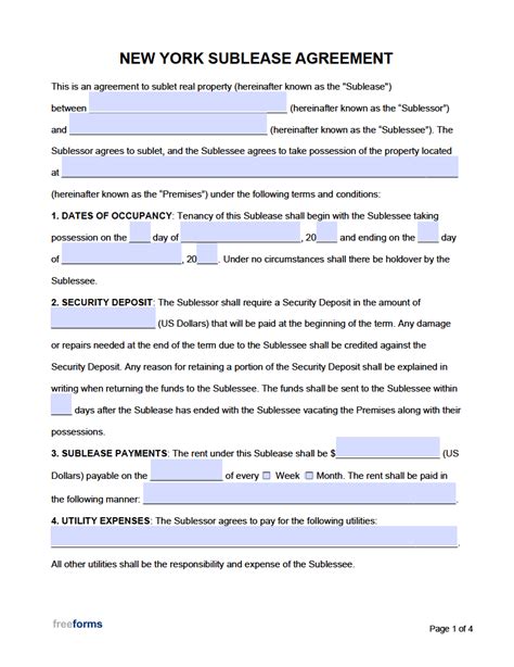 A sample NYC sublease agreement template