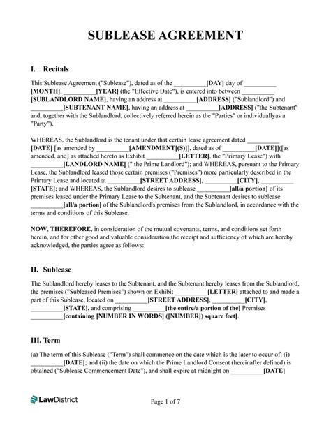 Sublease Template Sample 4