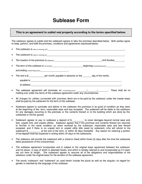 Sublet Agreement Format