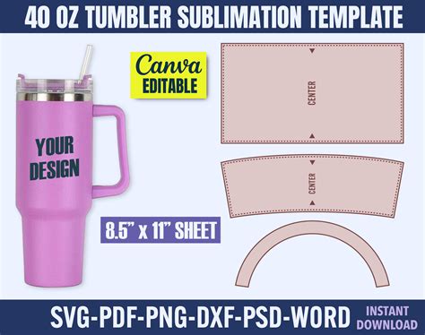 Sublimation tumbler template bleed area