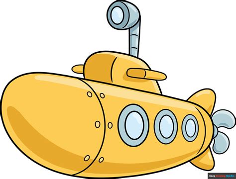 A drawing of a submarine with a propeller and a hatch