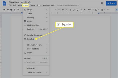 Subscript Equation Editor Toolbar in Google Sheets