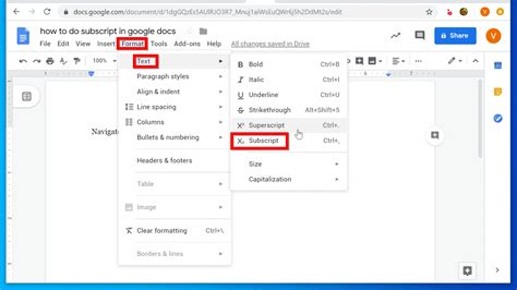 Subscript Google Docs