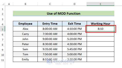 Subtract Hours in Excel Gallery 1