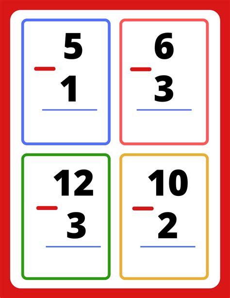 Subtraction Flashcards for Kids 1