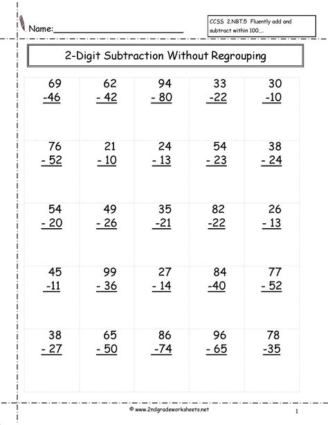 Subtraction worksheets for 2nd grade