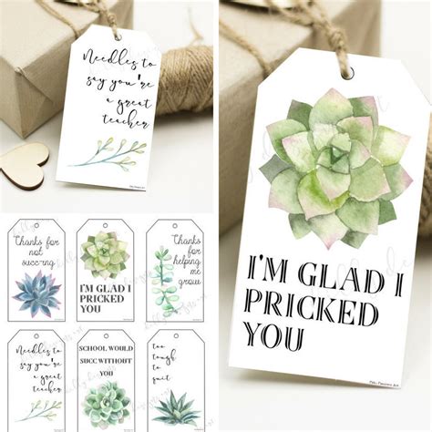 Succulent gift tag printables with names