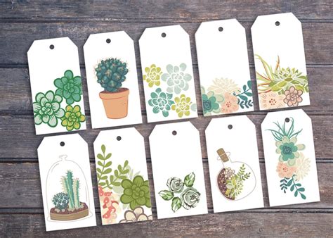 A succulent gift tag template with a simple design