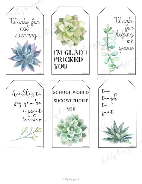 Succulent gift tag templates