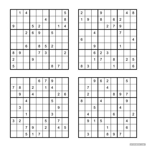 Easy Sudoku Printable 4 Per Page