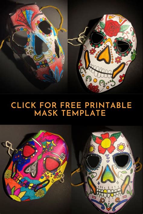 Sugar skull mask template