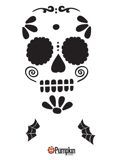 Sugar skull mosaic pumpkin carving template