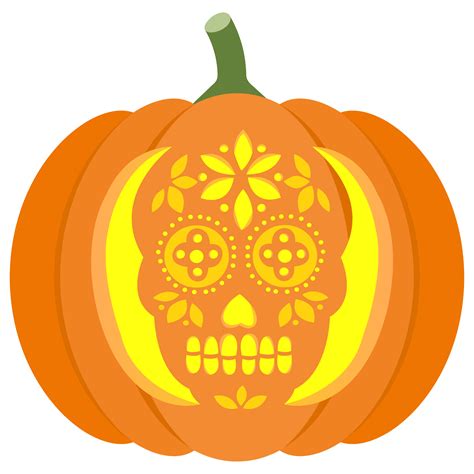 Sugar Skull Pumpkin Carving Template