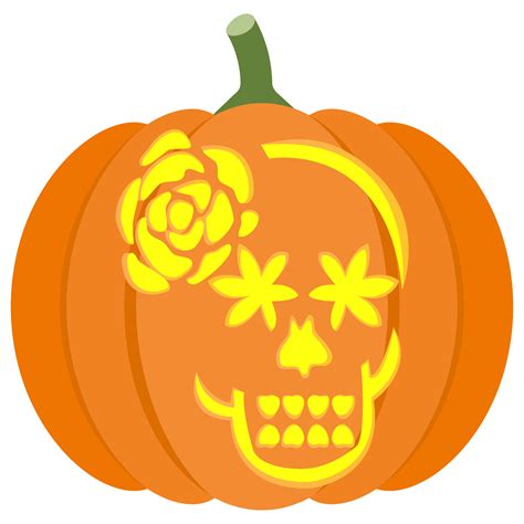 Sugar skull pumpkin carving templates