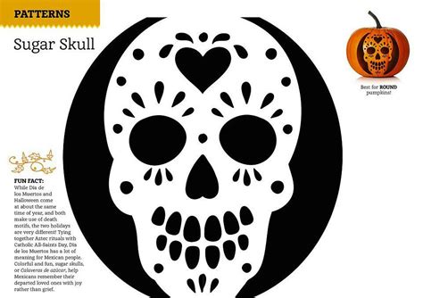 Sugar skull pumpkin carving templates patterns