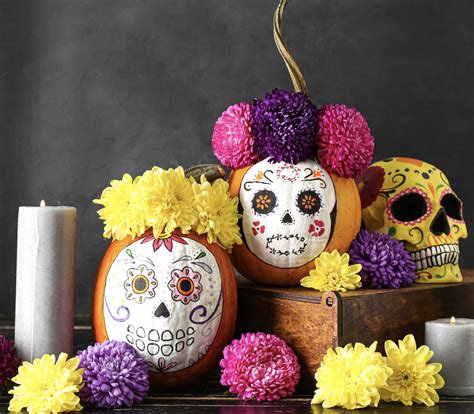 Sugar Skull Pumpkin with Quotes