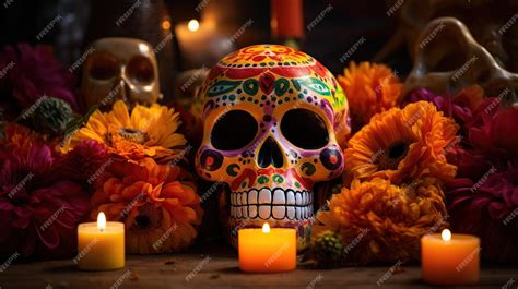 Sugar skulls used to decorate an altar for Día de Muertos