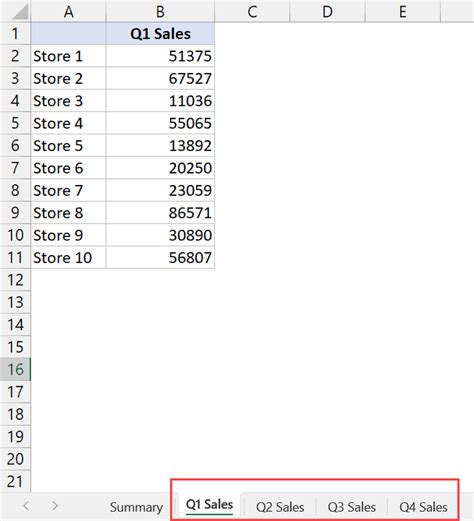 Sum Across Multiple Sheets Example