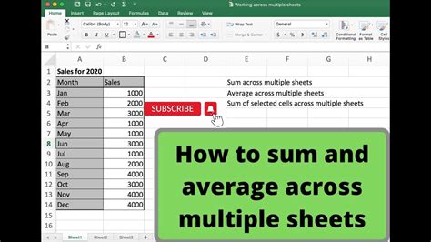 Using the SUM Function Across Sheets