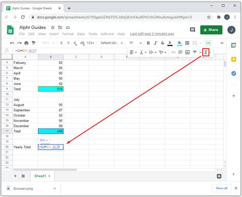 Sum Function in Google Sheets