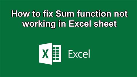 SUM function not working in Excel