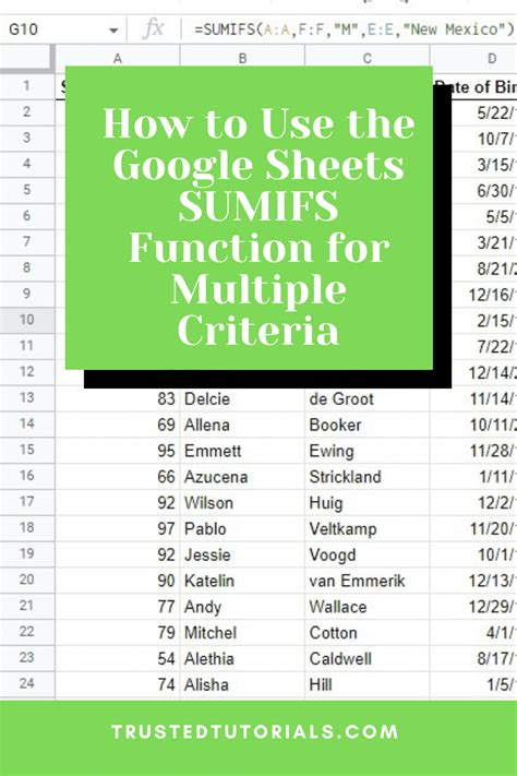 Sum if multiple criteria Google Sheets