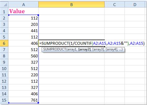 Sum Unique Values in Excel 1