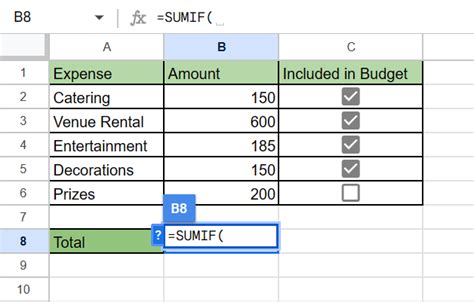 SUMIF with Multiple Conditions and Checkboxes