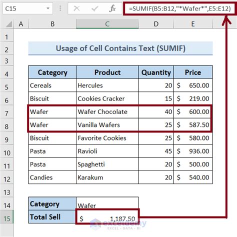 Sumif Text Containing Specific Words