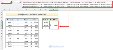 Example of SUMIFS across multiple sheets