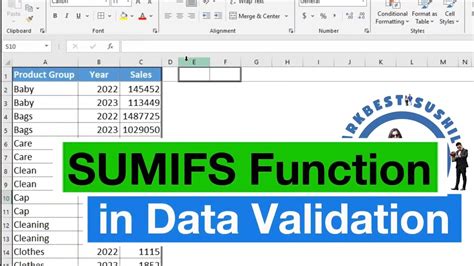 Example of SUMIFS with a dropdown menu