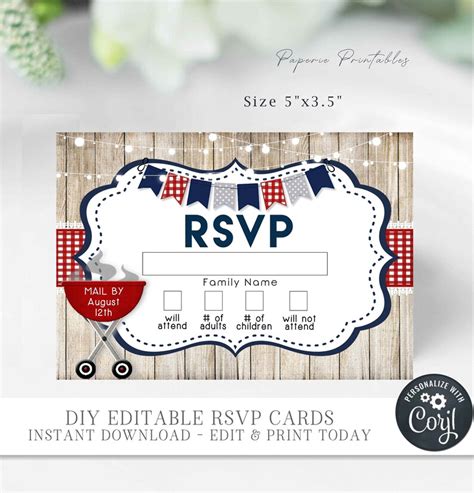 Summer BBQ Invitation with Rsvp Template