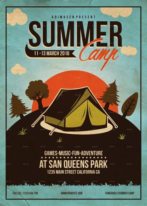 Summer Camp Flyer Template with a Playful Pattern